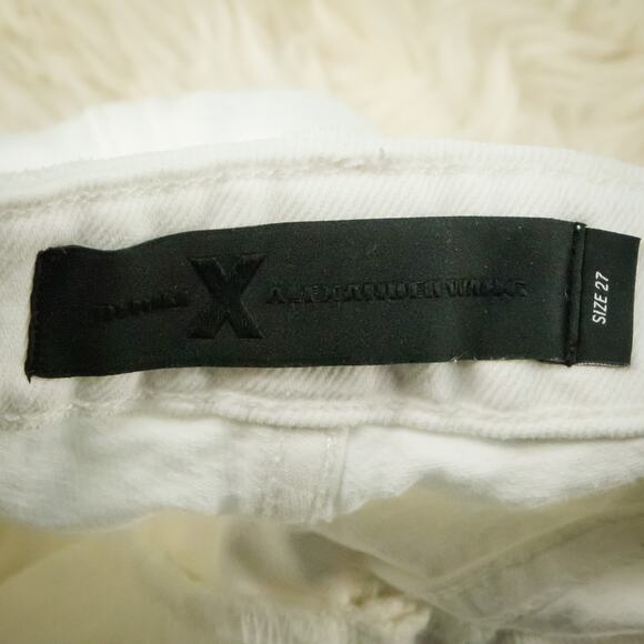 Alexander Wang Size 27 Cult White Ripped Distressed Button Zip Straight Leg 100% - Picture 5 of 6